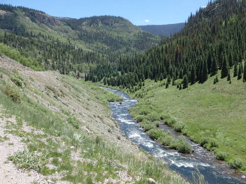 GDMBR: Riding south on NF-250 along the Conejos River.